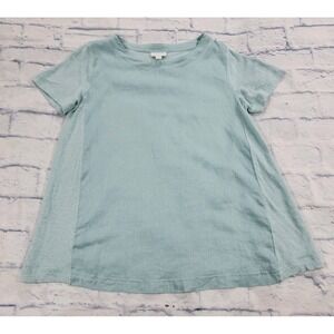 J Jill Love Linen WOMENS SIZE S Top Light Teal Blouse Shirt